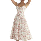 Comfortable Midi Dress for Women Sleeveless Party Dress Elegant Lace-up Bandeau Dress with Corset Design Side Split Hem Women's