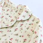 2025 Spring and Autumn Women's Pajama Set 100% Cotton Crepe Long sleeved Pants Two piece Cute and Sweet Home Fury Set Ladies