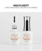 AWStorG15ml 2 IN 1 Crystal Top Coat Transparent Soak Off UV LED Nails Art Manicure Gel Nail Polish Varnishes Primer Function Gel