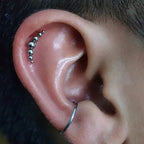 ASTM F136 Titanium Mirror Polish 7 Beads Cluster 16G Labret Cartilage Helix Conch Monroe Tragus Piercing Body Jewelry