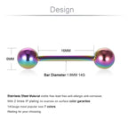 7pcs/lot Titanium Plated Piercing Tongue Rings Bars Girls 14G Tongue Piercing Barbells Stainless Steel Body Jewelry SD84