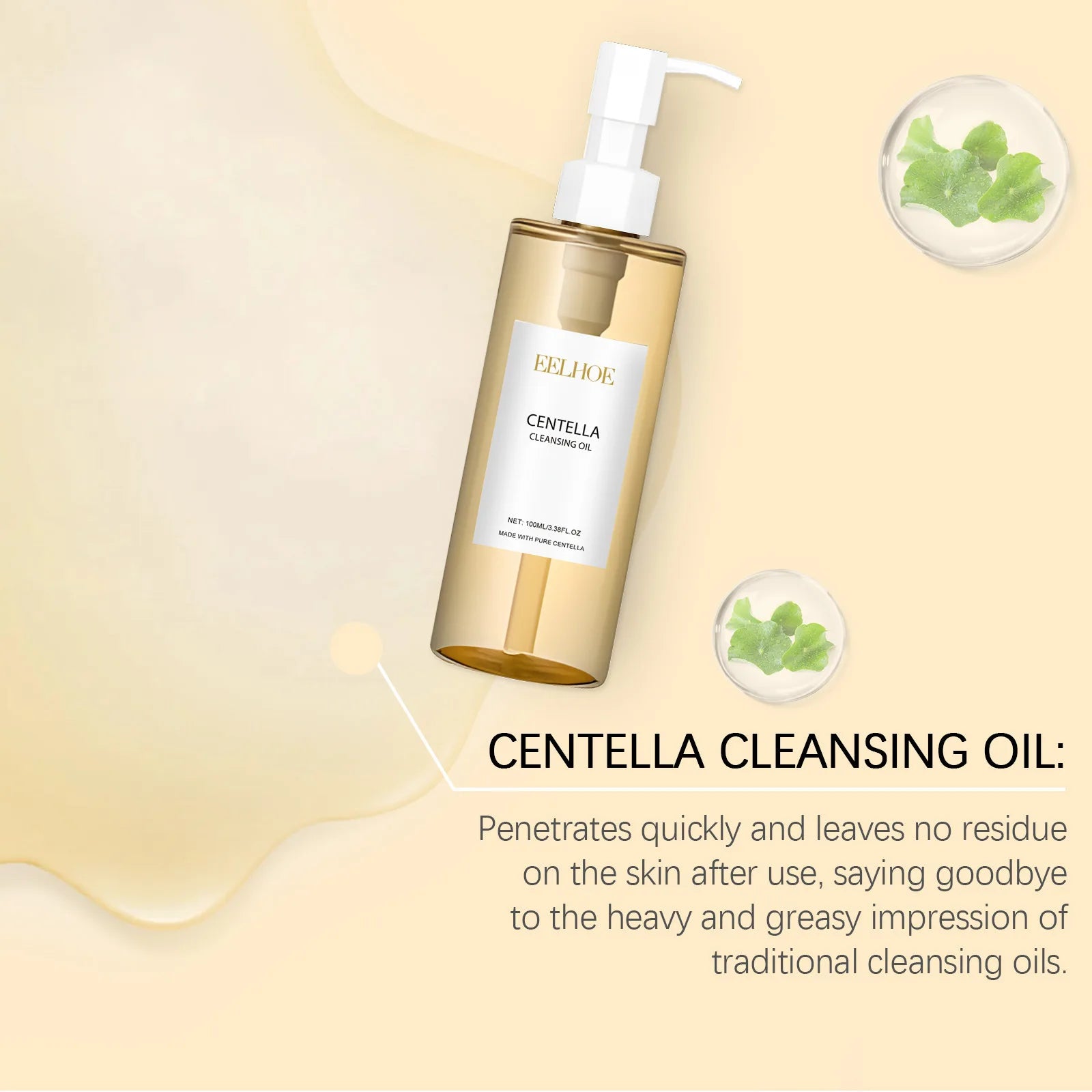 EELHOE Centella Cleansing Oil Facial Makeup Remover Moisturizing for Face Shrink Pores Removal Cleansing Oil Sensitive Skin Care