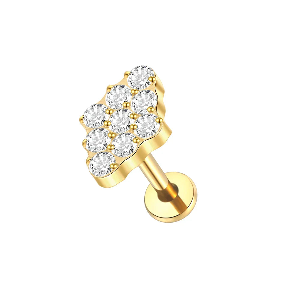 1PC Titanium Zircon Star Flower Labret Piercing for Women Cartilage Tragus Daith Helix Stud Earring Body Jewelry