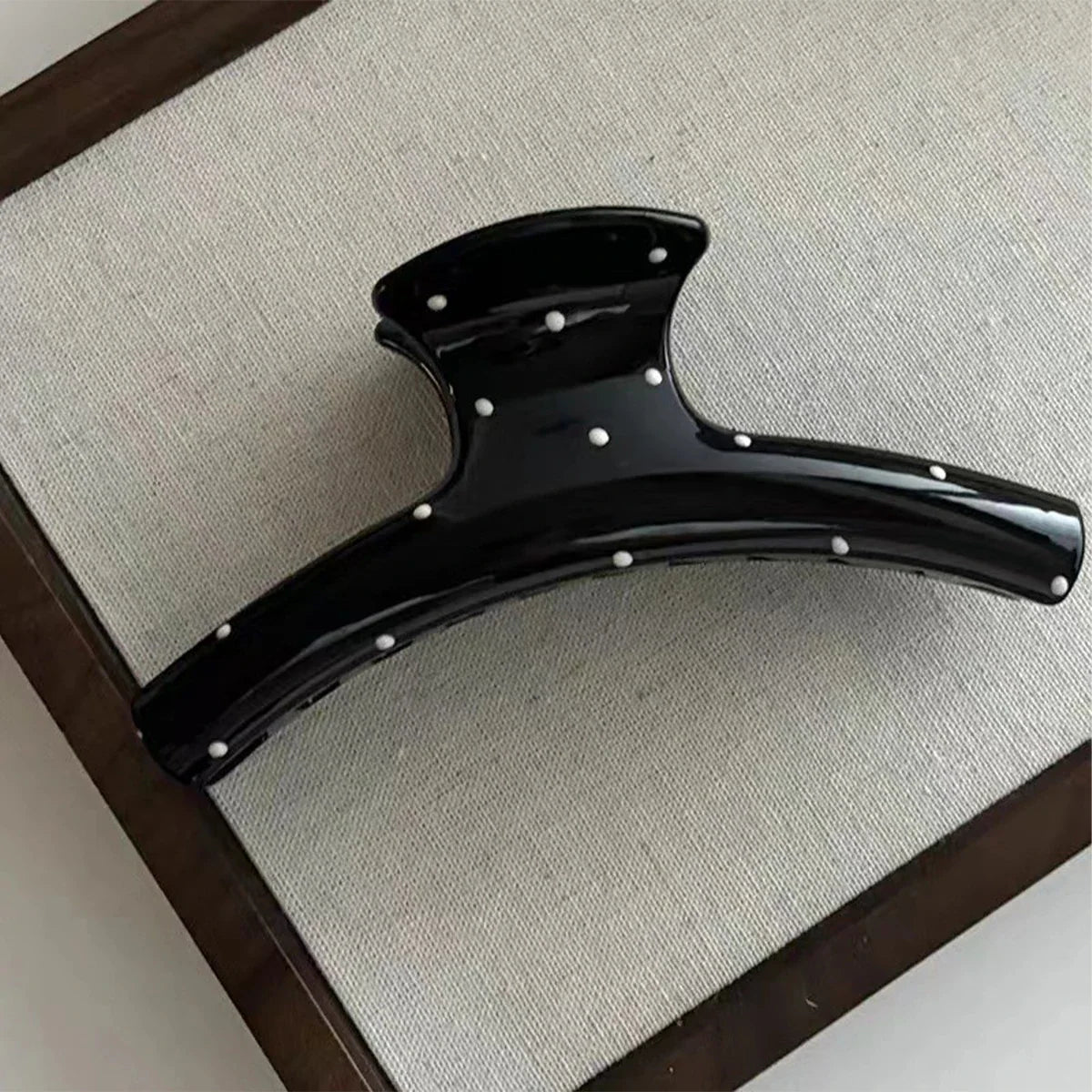 1pc black and white polka dot streamer bow grab clip luxury versatile shark clip hair clip hair grab elegant hair accessories