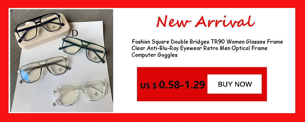 2024 Oversized Square Glasses Anti Blue Light Glasses Large Frame Myopia Glasses Flat Light Glasses Transparent Eyeglasses