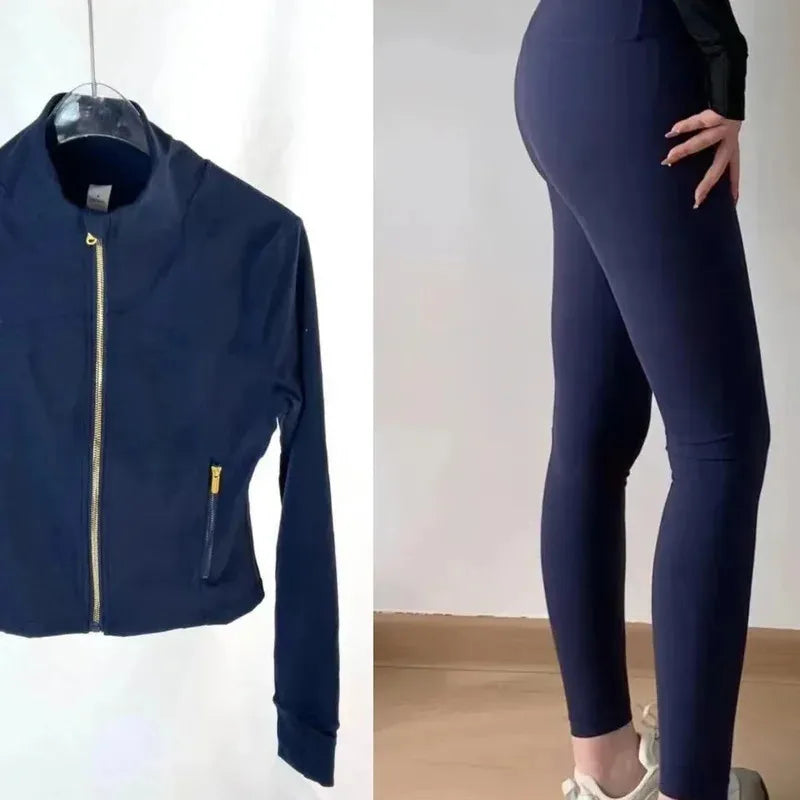 2025 Gold Label Short Sport Jacket Set Women's Yoga Clothes Slimming Fitness Jacket Active Wear Exercise Clothing Female