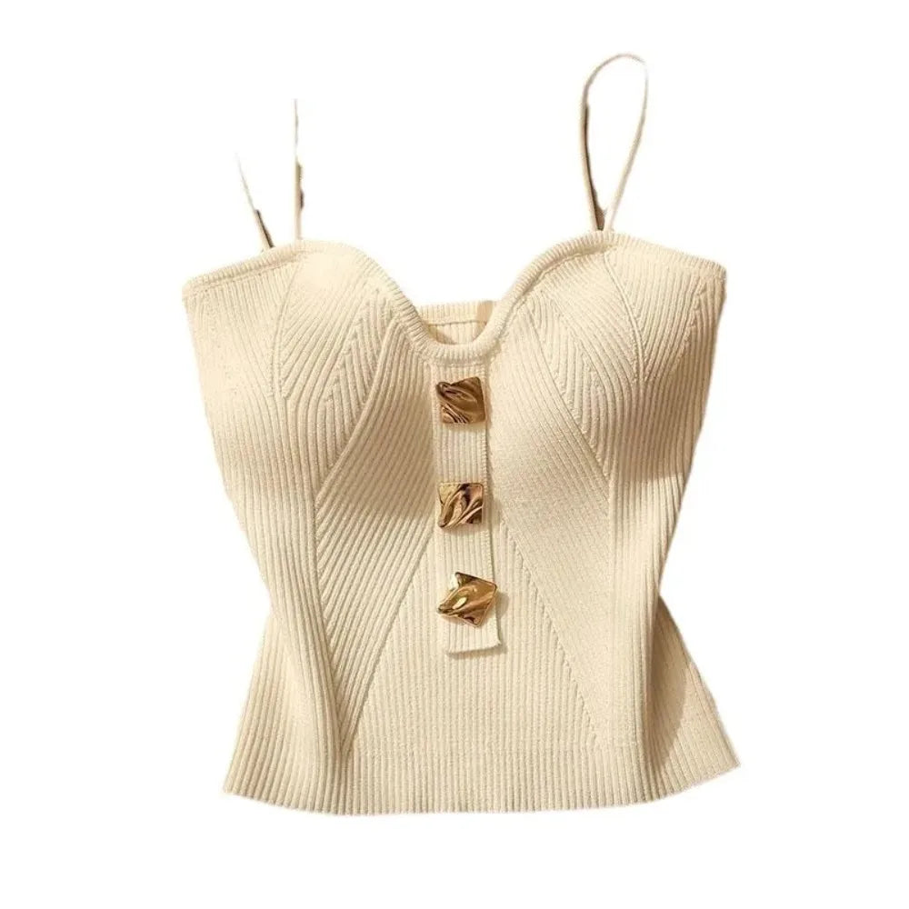 1 Piece Summer New Upscale Small Perfume Style Knitted Chest Halter Undershirt Undershirt inside the WOMEN'S External Wear Sleev