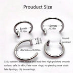 2/4Pcs 18G 316L Stainless Steel Fake Lip Rings for Women Men,  Fake Septum Nose Ring Clip On Lip Ring Fake Piercing Jewelry