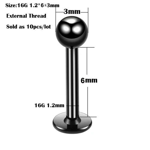 10Pcs/20Pcs/50Pcs G23 Titanium Labret Piercing Internal & External Design Lip Piercing Labret Stud Cartilage Helix Piercing