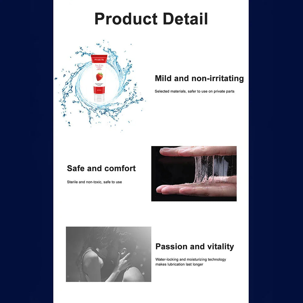 60ml Water-based Sex Lubricant Strawberry Cherry Flavor For Session Relieve Dryness Adults Lube Adult Gel