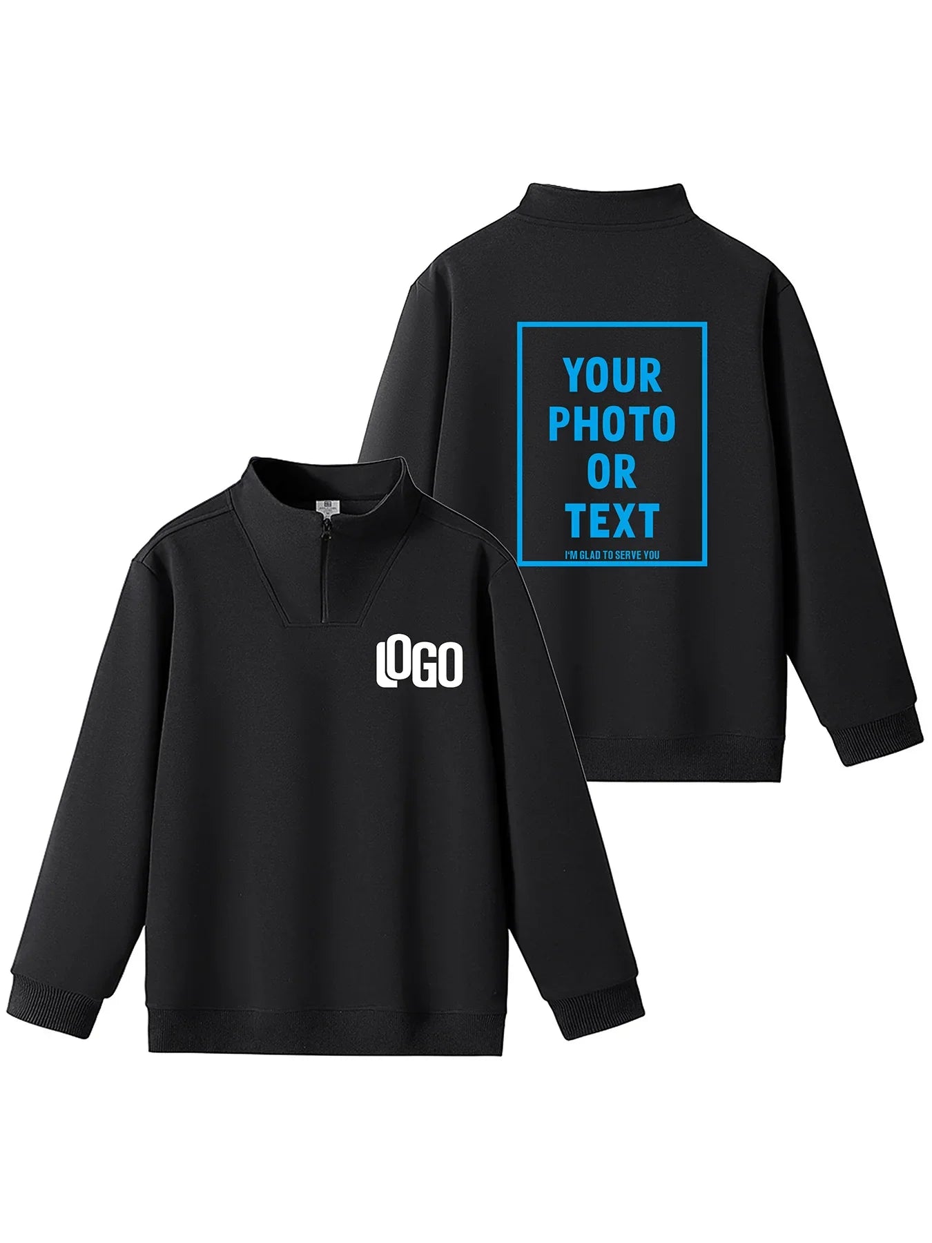 DIY Customized Logo Sweater Men's Loose Size Hoodie Spring/Autumn Cotton Sportswear High Quality Top Men's Hip Hop Zipper Hoodie