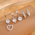 14G Gold Color Series Butterfly Dangled Belly Piercing Sets 5PCS/Lot Heart Flower Curved Navel Navel Ring Belly Button Rings