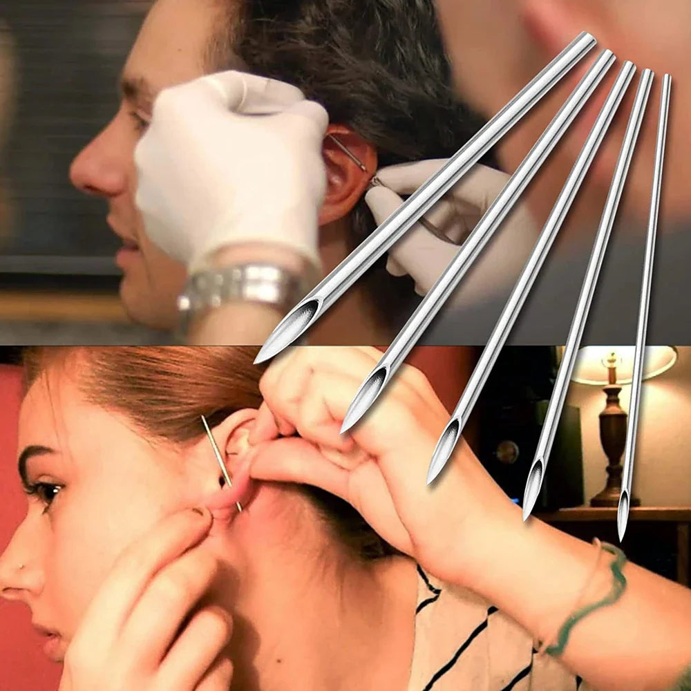 100/50/5pcs Disposable Piercing Needles 12G 14G 16G 18G 20G Ear Nose Navel Nipple Sterile Piercing Needle Permanent Makeup Tools