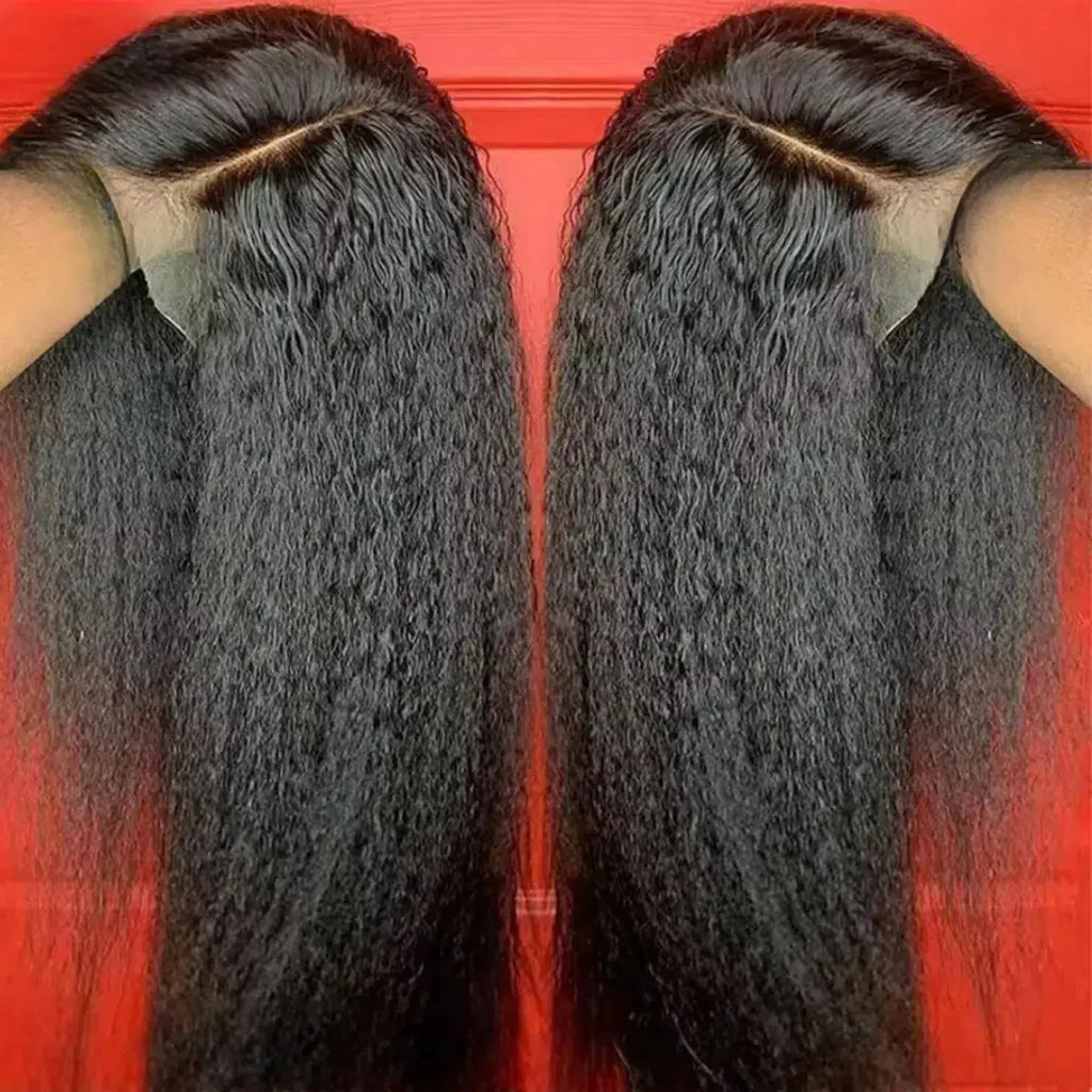 Elegant straight synthetic tied wig with 13x4 pre combed thermal resistance fiber, suitable for women, no need for glue, 180% de