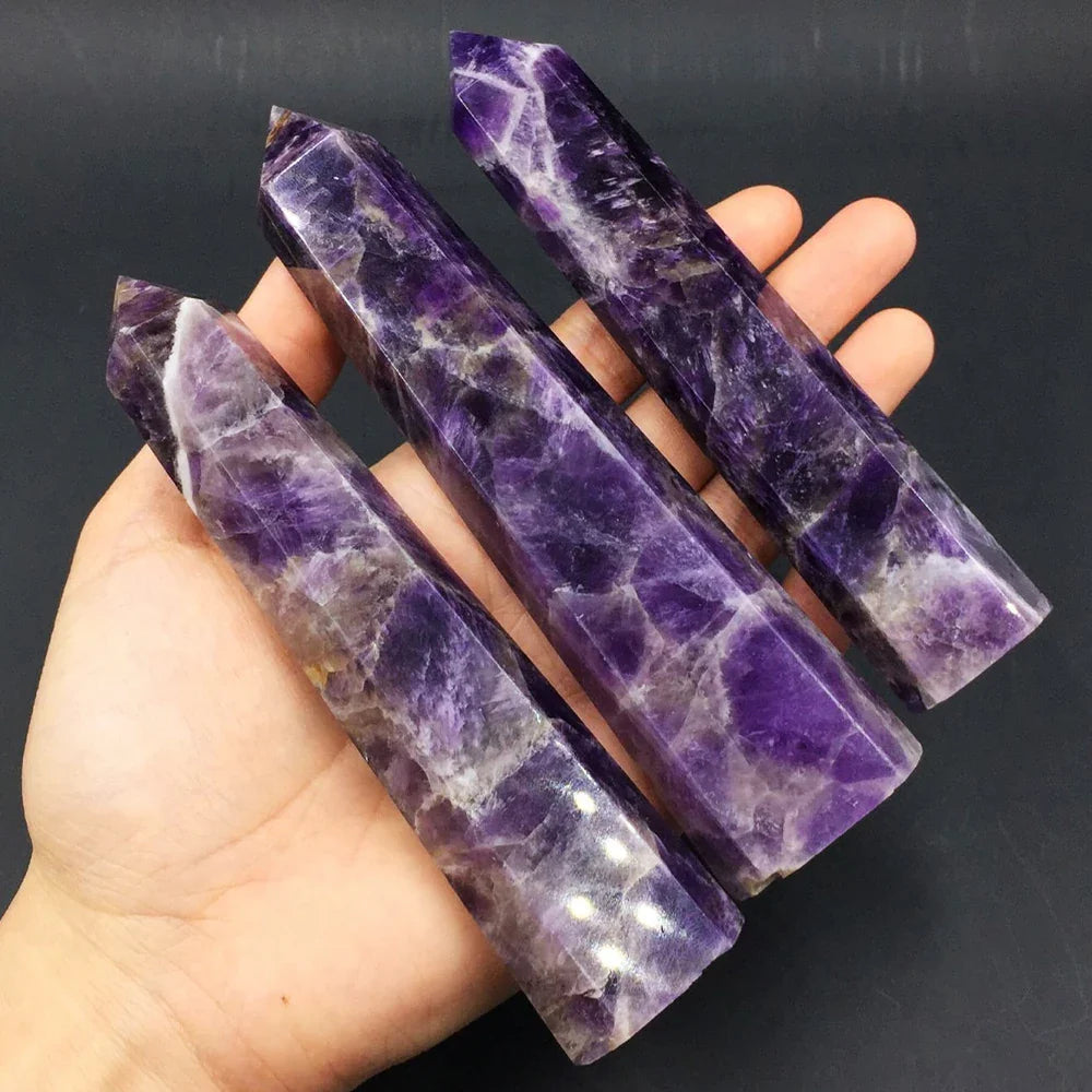 15cm Natural Amethyst Single Pointed Hexagonal Prism Crystal Wand Big Size Lapis Lazuili Tower Home Decoration Labradorite Craft