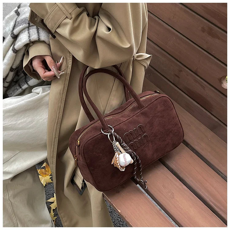 2025 new high-end luxury designer Boston handbag female niche retro fashion all-match pillow bag shoulder messenger bag trend