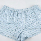 Combhasaki Women Summer Y2K 2Piece Pajamas Loungewear Set Plaid Floral Print Button Camisole Crop Tops +Elastic Low Waist Shorts