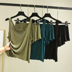 Casual Pyjama Pour Femme Summer Modal Tank Top Shorts Two-Piece Set Round Neck Sleeveless Home Wear Clothes Women Pajamas Suit