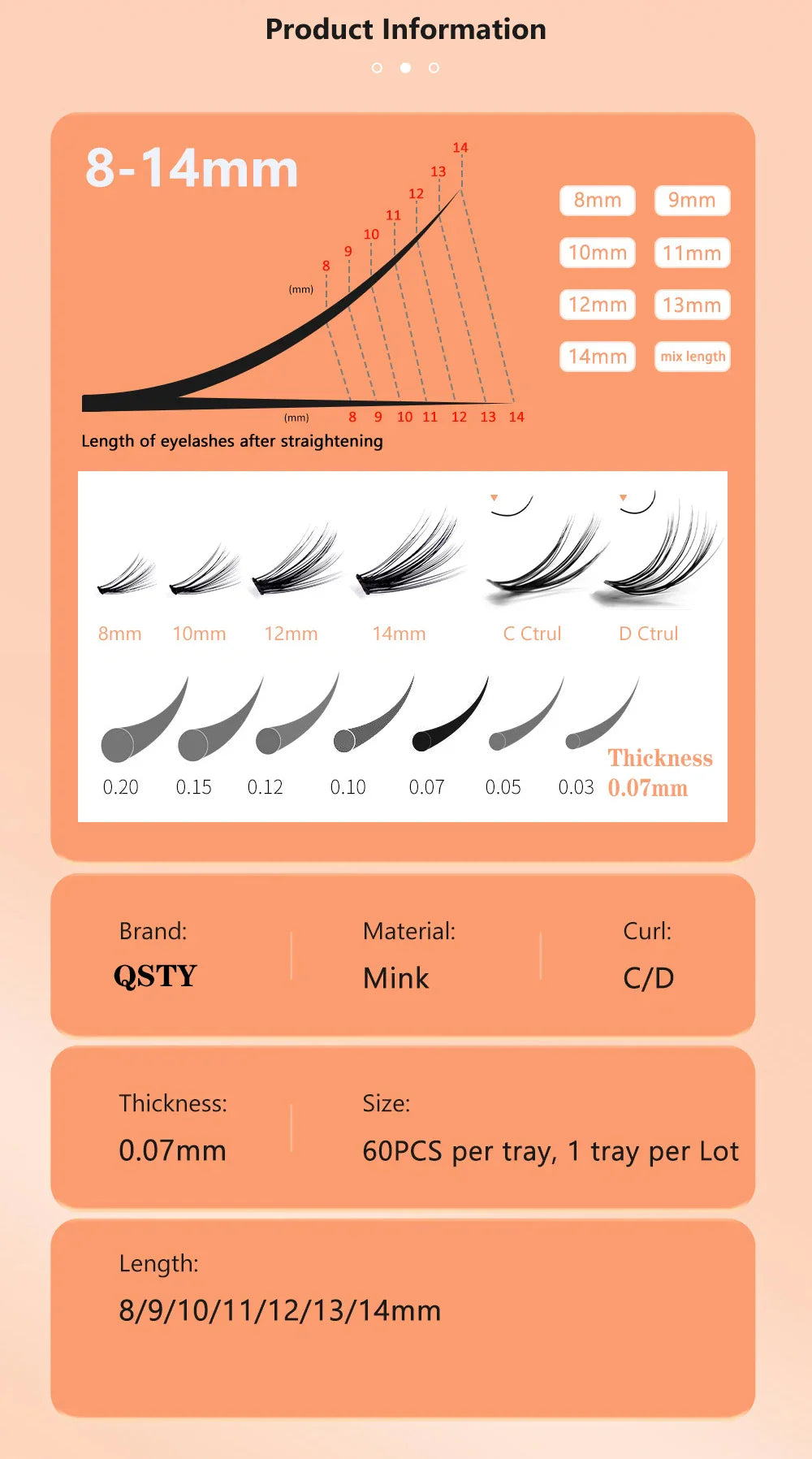 1 box 60 clusters 10/20D extension eyelashes, individual eyelashes, Natural Thick False Eyelashes, , Individual Eyelash Bunche