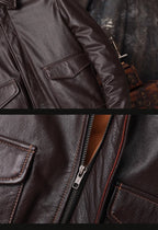 Bomber A2 Pilot Genuine Leather Jacket Men Warm 100% Cow Leather Air Force Coat Dark Brown Men's Cowhide Motorcycle Jackets