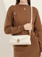 Burminsa Trendy Genuine Leather Underarm Shoulder Bags For Women 2025 Luxury Designer Crossbody Purses Flap Lock Ladies Handbags