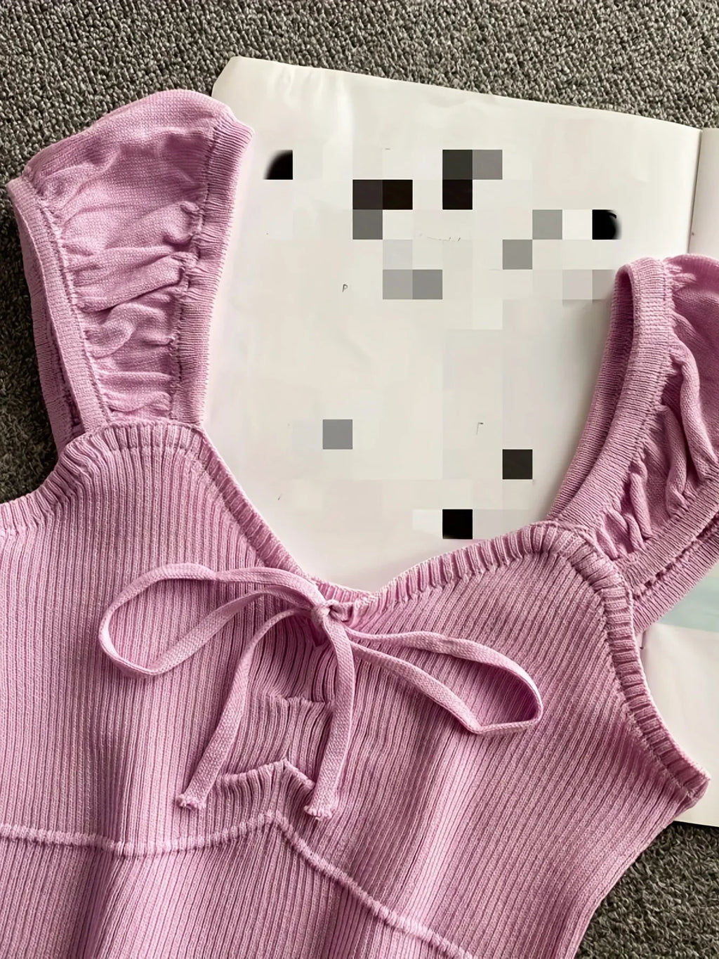 2024 Solid Color Ribbed Knotted Tank Top Casual Round Neck Tank Top For Spring & Summer Women's Clothing Knit Crop Top