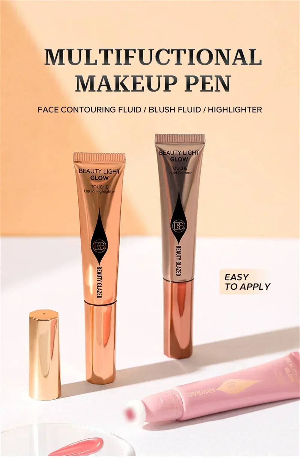 BEAUTY GLAZED 7 Colors Liquid Blush Stick Highlighter Multi Functional Make Up Pen Lip Cheek Waterproof Lasting Cosmetic