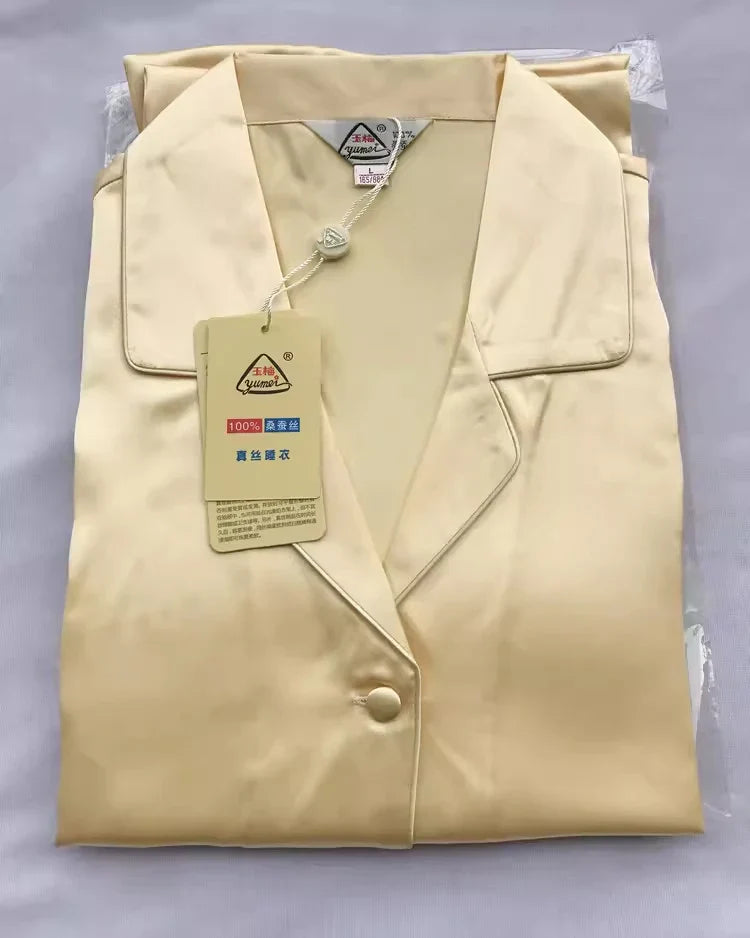 100% Pure Silk Women's Classical Pajama Set Sleepwear Nightgown M L XL YM007