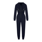 Autumn Women's Monochrome Long-Sleeved Jumpsuit Solid Color Zip-up Sportswear Female Winter Casual Tracksuit Fashionable Hoodies