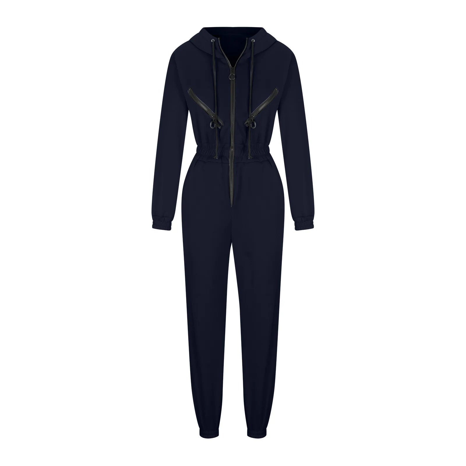 Autumn Women's Monochrome Long-Sleeved Jumpsuit Solid Color Zip-up Sportswear Female Winter Casual Tracksuit Fashionable Hoodies