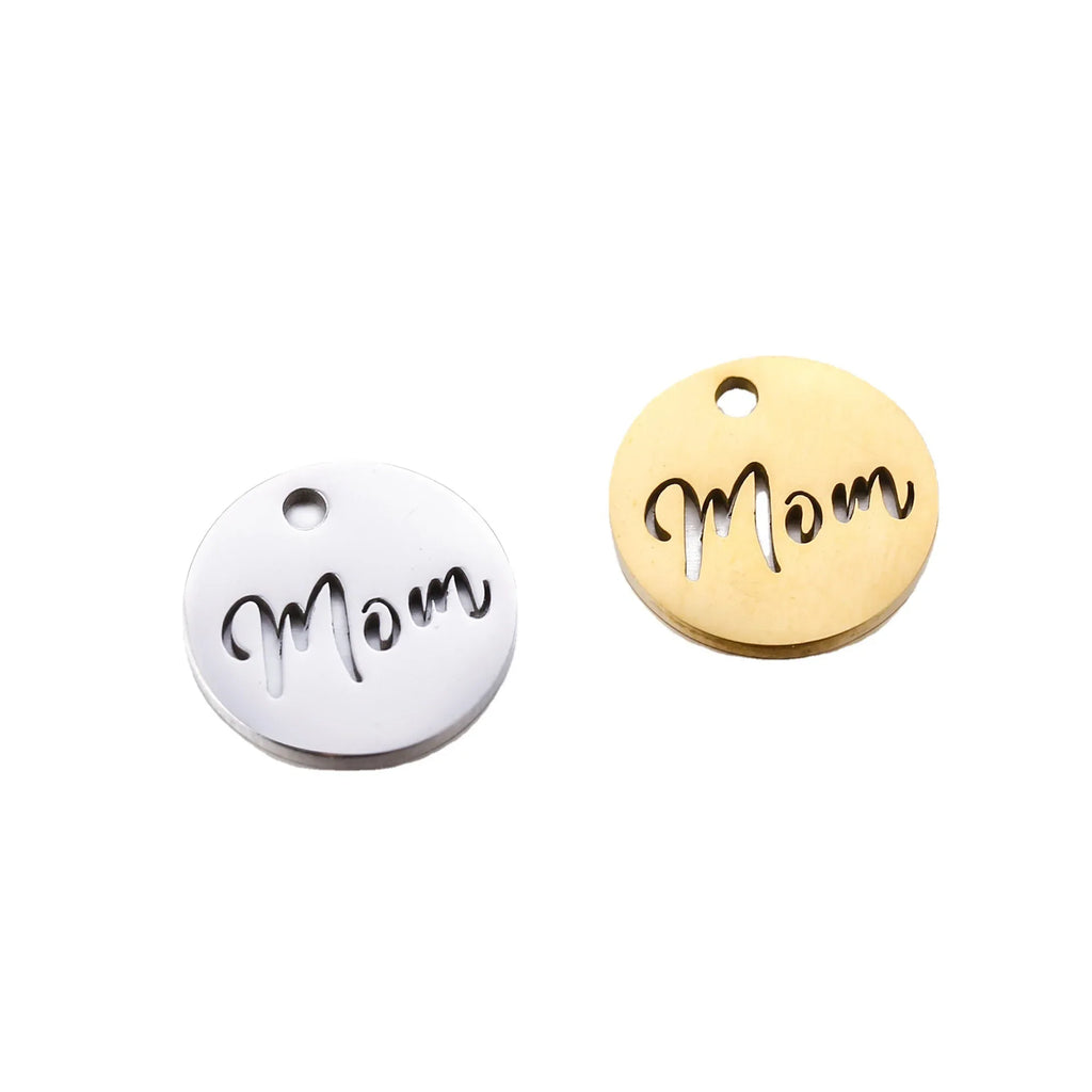 5pcs/Lot Making Mother's Day Unique Gift Pendants Stainless Steel Hollow Mom Letter Charms For Necklace Bracelet Accessories DIY