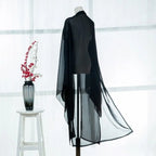 2025 new summer women long chiffon Cardigan sunscreen three quarter sleeve black blue white fashion thin cardigan