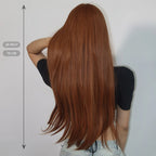 Copper Ginger Brown Long Straight Wig Synthetic Women's Wigs Middle Part Cosplay Daily Use Natural Hair Heat Resistant Fibre