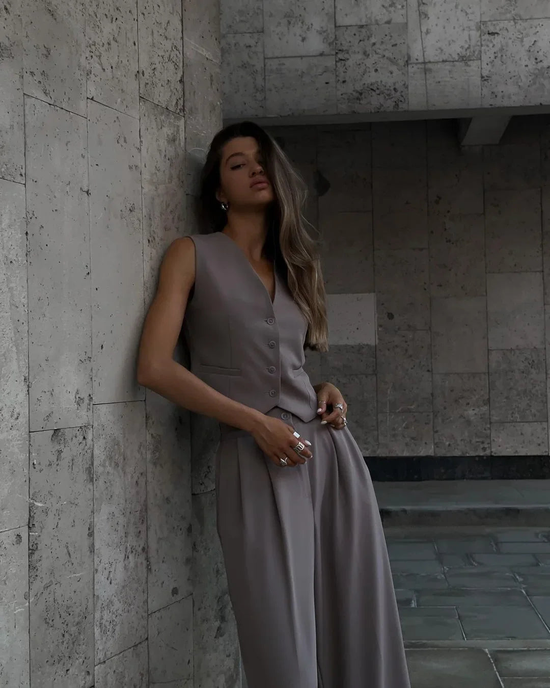 casual sleeveless suit set office lady spring summer elegant slim v-neck blazer tops pants two piece set women outfit 2024