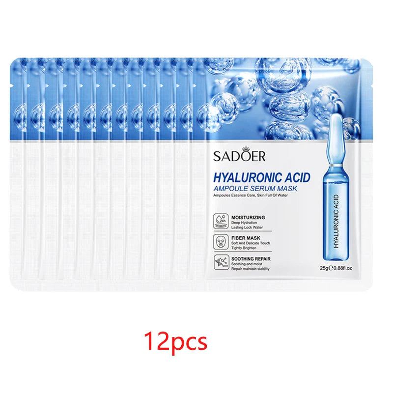 12pcs Hyaluronic Acid Hydrating Facial Mask Sheet Masks For Face Hydrating Shrinking Pores Moisturizing Face Masks Skin Care