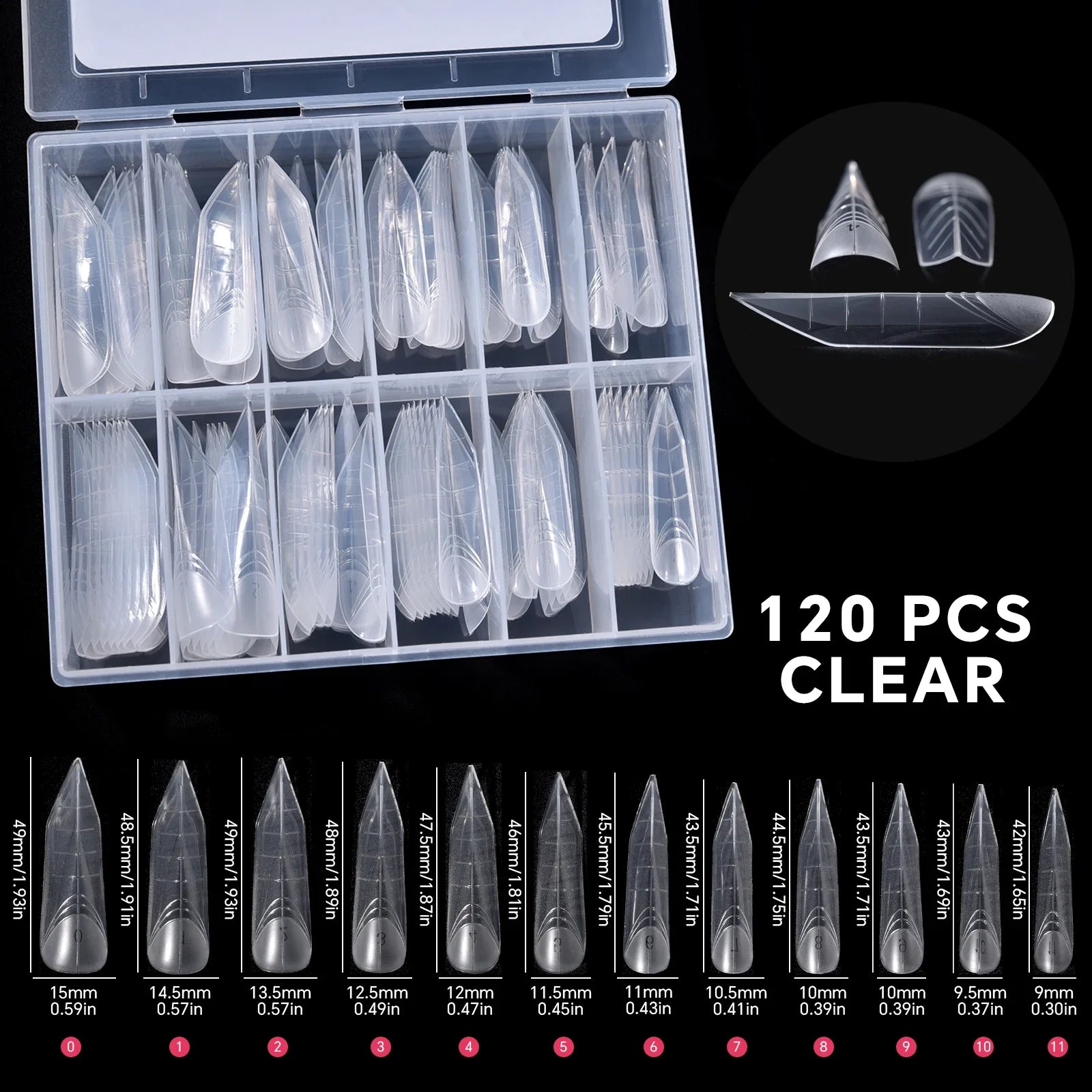 120Pcs Nail Forms For UV Gel Quick Building Extension Top Molds Dual Forms Acrylic Nail Art Tips Nails Accessories Tools