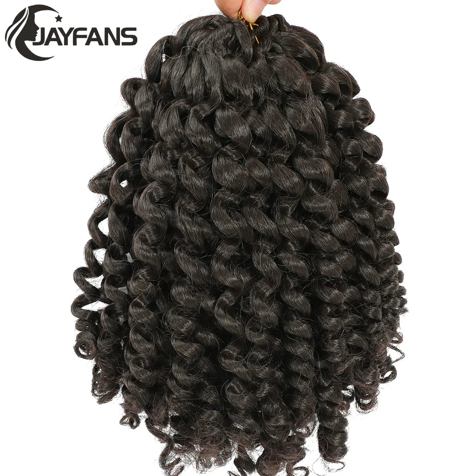 1- 5 Packs 8 inch Jumpy Wand Curl Jamaican Bounce Crochet Hair Natural Black Wand Curls Crochet Hair Short Curly Crochet Braids