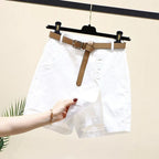 Chic Shorts Women Belt Korean Solid Buttons Side Slit A-line Streetwear Fashion Skirts Chic Harajuku Summer Loose Pants