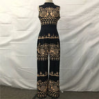 Elegant Women Wide Leg Long Juumpsuit 2024 Spring Summer Fashion Printed Sleeveless Casual Holiday Bodysuits Jumpsuits Trousers