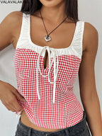 2025 Sexy Female Sleeveless Bodycon Strap Top Summer Women Hollow Patchwork Short Vest Lady Off Shoulder Clud Crop Tops Clothes