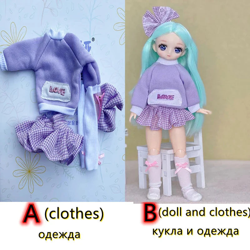 30cm Two-dimensional Doll Comic Face 1/6 Bjd Doll or Dress Up Clothes Children's Girl Birthday Gift Toys Kids Toys