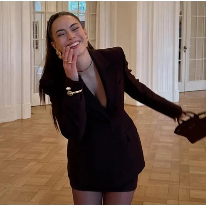 Elegant Lapel Blazer Mini Skirts Sets Women Casual Burgundy Jackets Suit With Hip Package Skirt Female 2025 Spring Chic Outfits