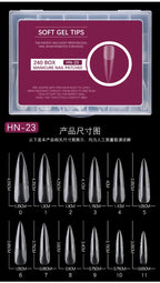240PCs Extra Long XXL Size False Nail Tips Soft Gel Coffin Square Almond Fake Nail Tips Half Matte No Trace Traceless Nails