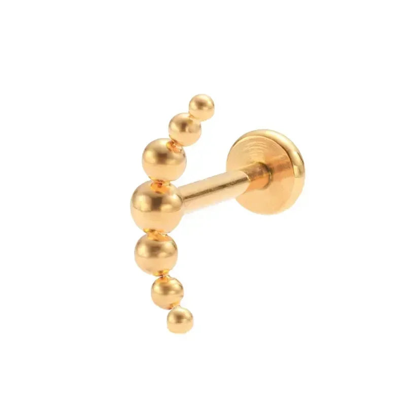 ASTM F136 Titanium Mirror Polish 7 Beads Cluster 16G Labret Cartilage Helix Conch Monroe Tragus Piercing Body Jewelry