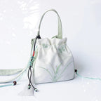 Chinese Style Women's Drawstring Bag Vintage Flower Embroidery Hanfu Handbag Street Fashion Girls Bucket Shape Shoulder Bag