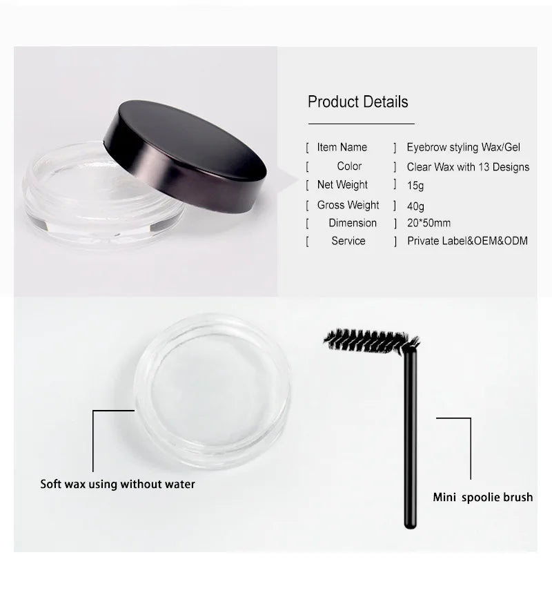 Custom Eyebrow Styling Gel Eye brow Sculpt Soap Waterproof Private Label Transparent Wax Set Brow  Soft Gel Eyebrow Makeup