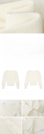 AOSSVIAO Knitted Casual Cardigan 2025 Autumn Winter Elegance Solid Color V-neck Sweater Unique and Niche Slim Fit Tops