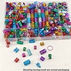 280pcs  Alloy Hair Accessories Set, Elegant BOHO Style, Hollow Beaded Designs, Round Shape, Solid Color Hair Jewelry