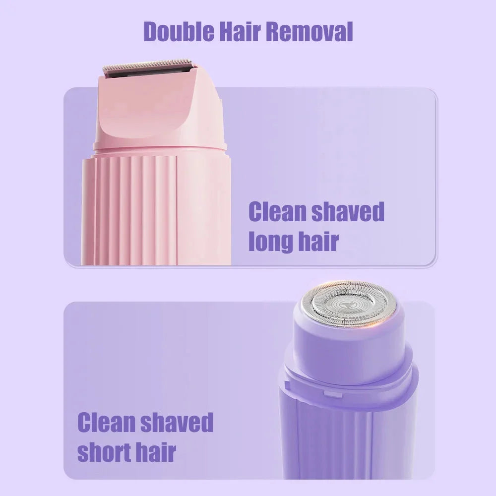 2025 New 2in1 Electric Razor for Women Painless Hair Removal Rechargeable Body Trimmer Underarm Mustache Epilator Shaver