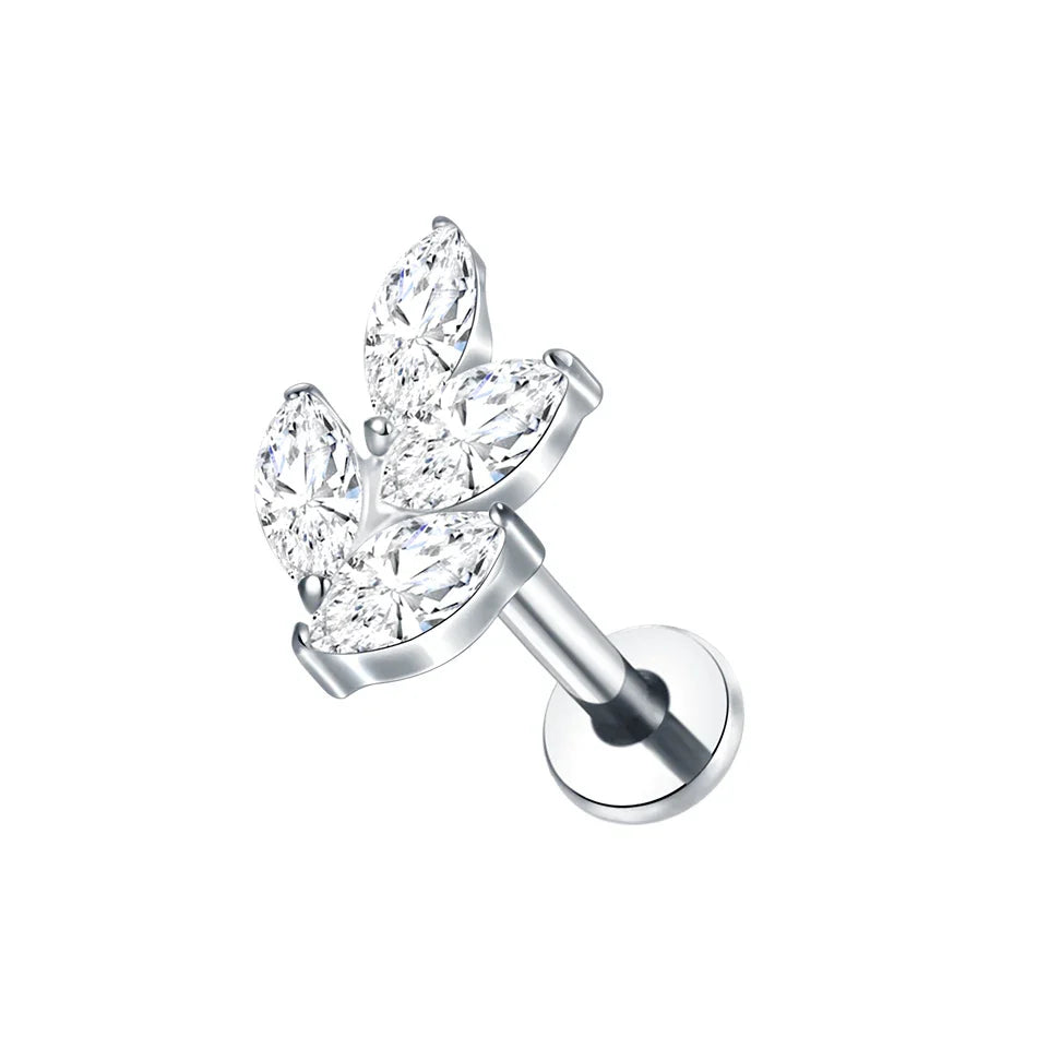 1PC Titanium Zircon Star Flower Labret Piercing for Women Cartilage Tragus Daith Helix Stud Earring Body Jewelry